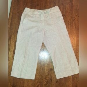 Talbots Women's Beige 100% Pure Irish Linen Cropped Flowy Lagenlook 6P